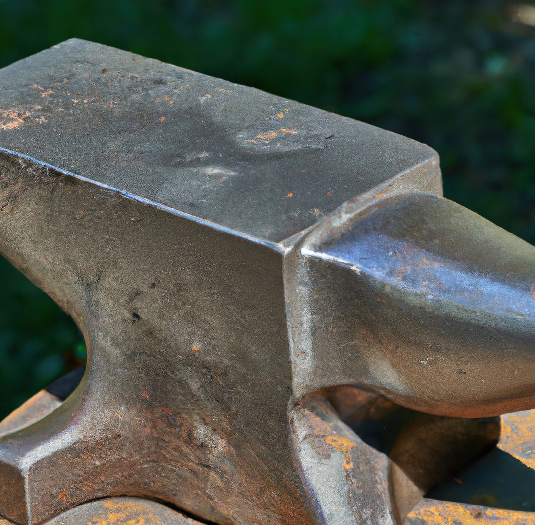 Close up of steel anvil lying on table in workshop - Free Images, Stock Photos and Pictures on Pikwizard.com