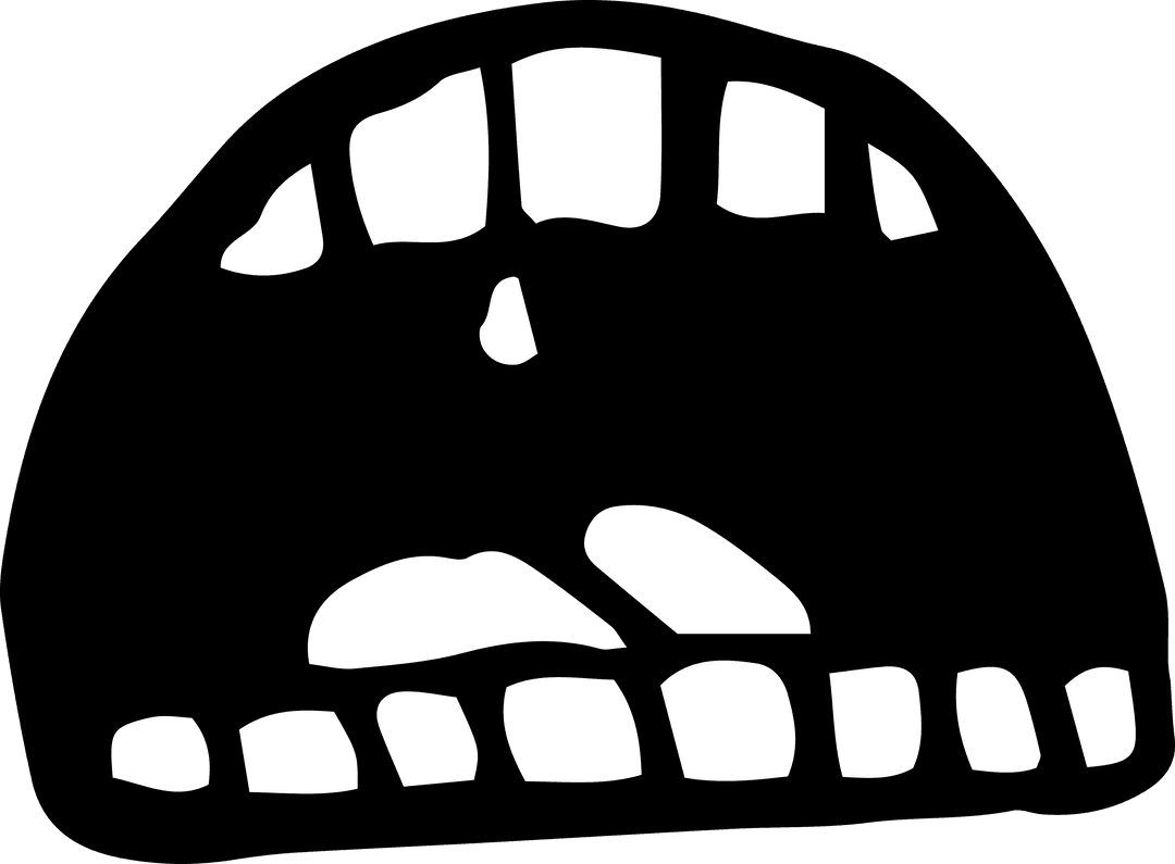 Black Open Mouth Illustration on Transparent Background