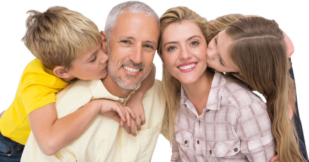 Joyful Family Embracing Together on Transparent Background
