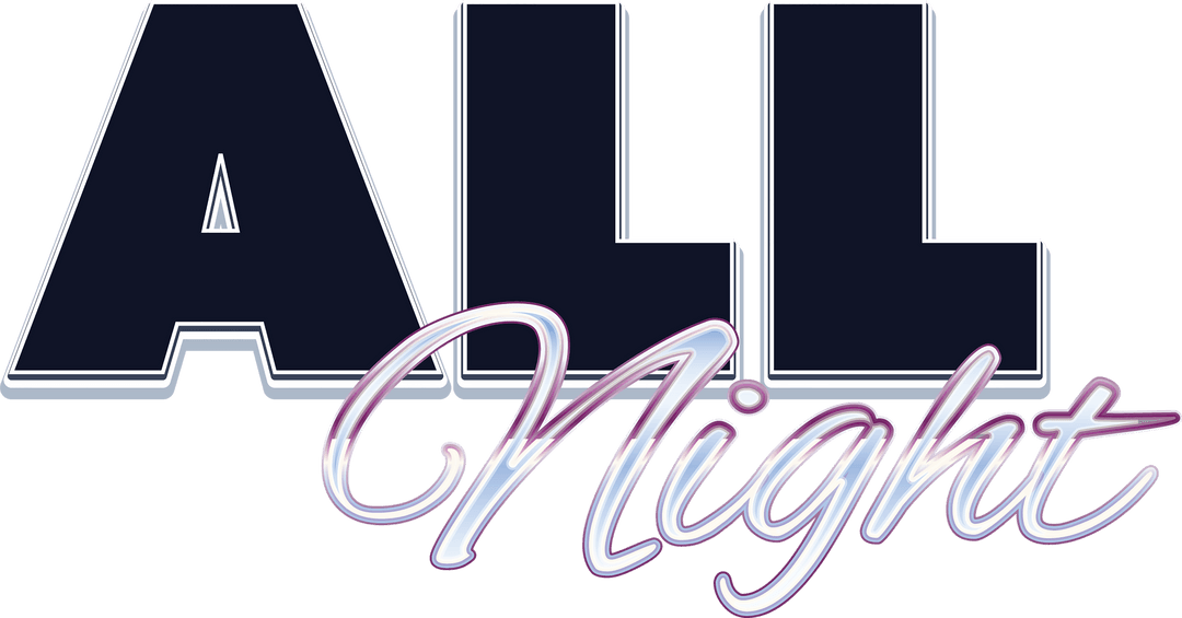 All Night Text Design on Transparent Background
