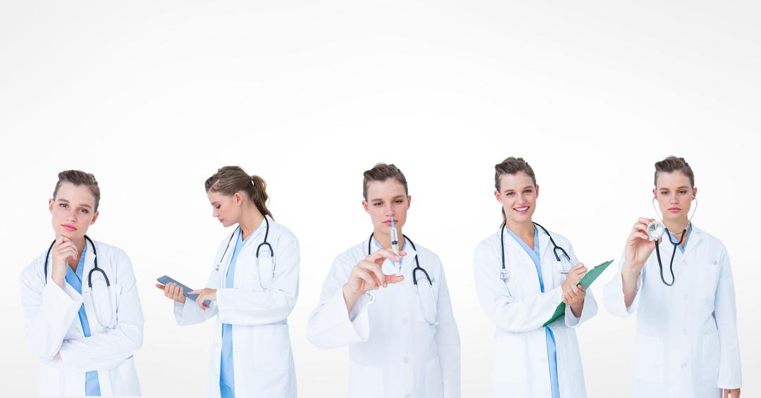 Multiple image of doctor doing various tasks - Free Images, Stock Photos and Pictures on Pikwizard.com