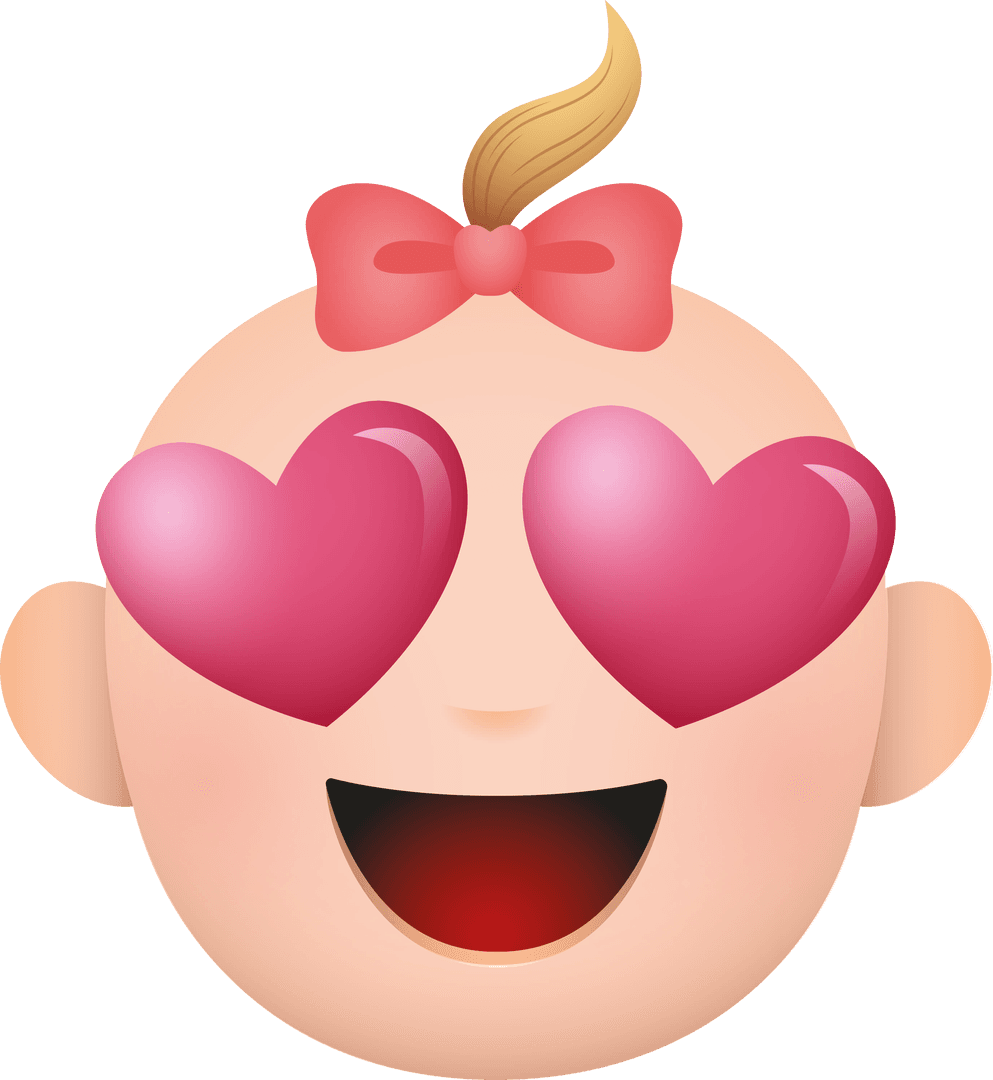 Smiling Child Emoji with Heart Eyes Transparent Design
