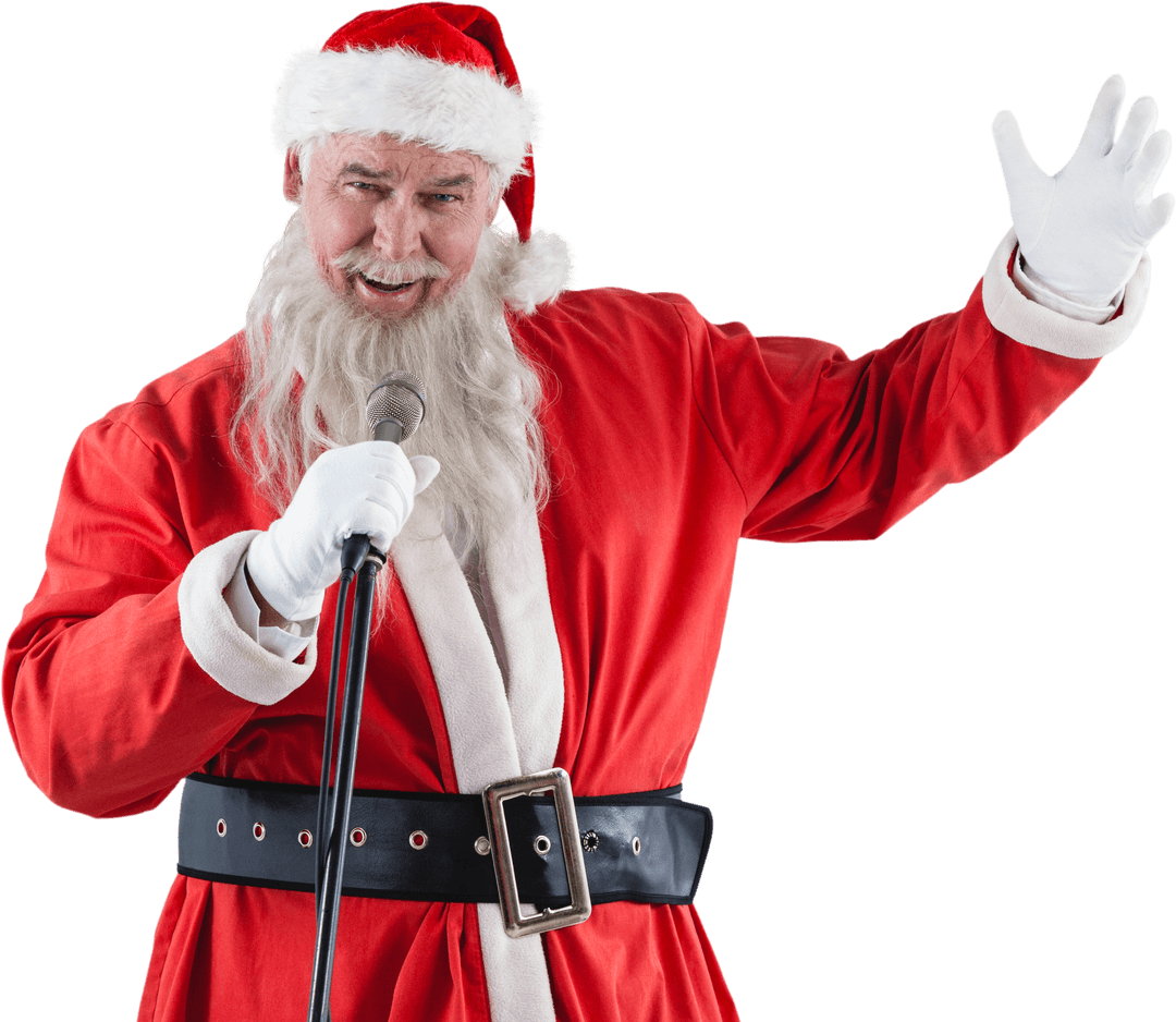 Santa Claus Cheerfully Singing Songs Transparent Background