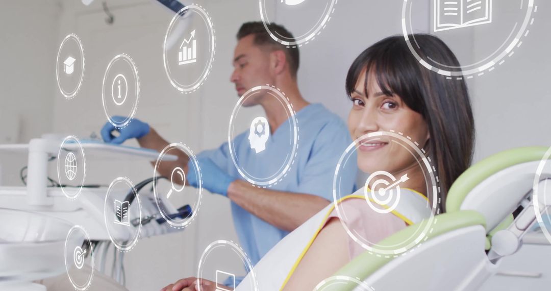 Dentist Appt Highlights Tech with Happy Patient in Modern Clinic