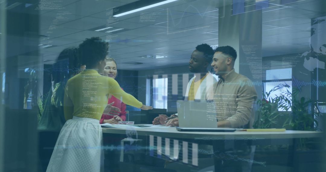 Modern Diverse Team Analyzing Financial Data in Office Environment