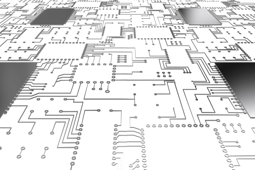 Abstract Circuit Board Pattern on Transparent Background