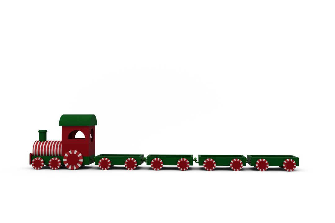 Transparent Christmas Red Green Toy Train with Empty Carriages - Download Free Stock Images Pikwizard.com