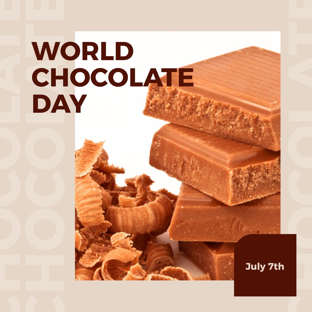 World Chocolate Day Celebration with Milk Chocolate Bars and Curls - Download Free Stock Templates Pikwizard.com