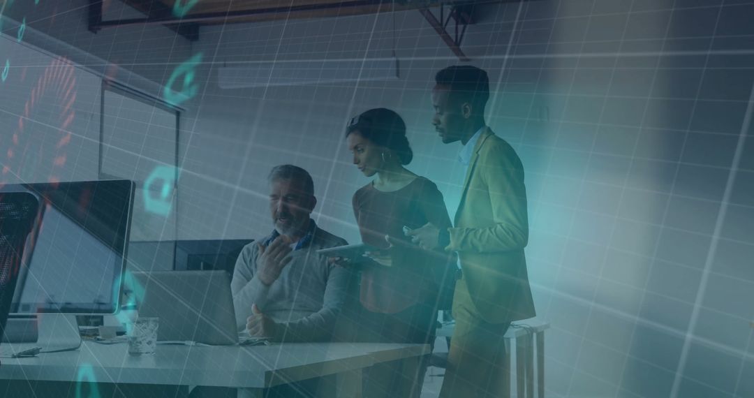 Analysts Collaborating on Financial Data in Modern Office