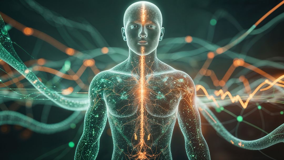 Futuristic Human Technology Connectivity with Neural Network Visualization