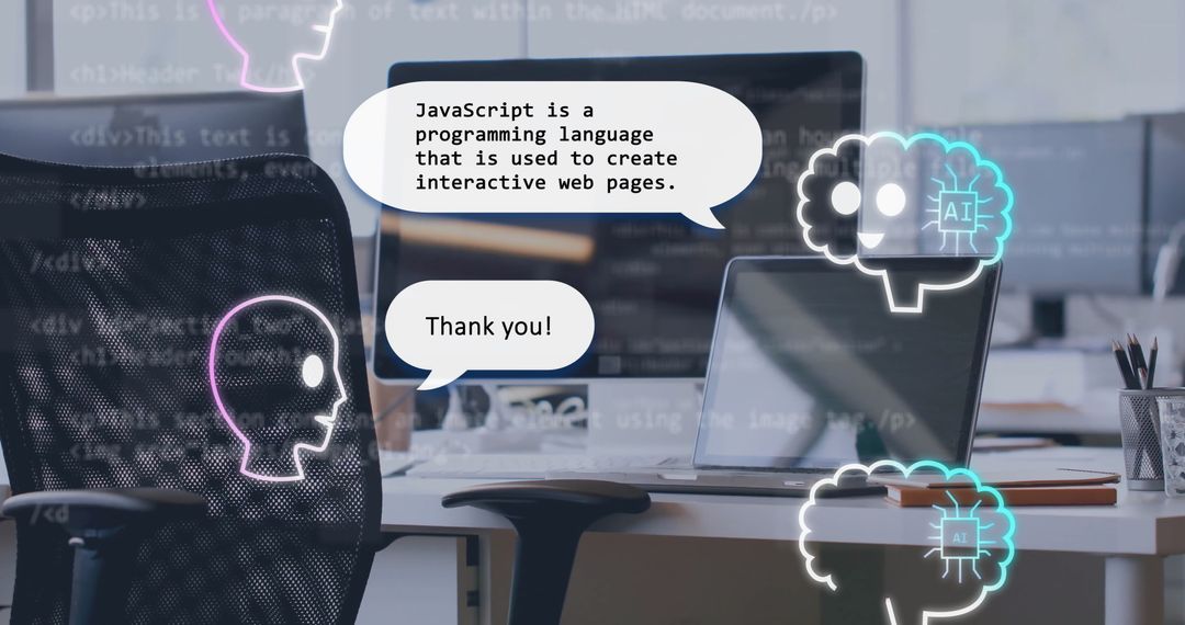 Modern Office with AI Learning JavaScript Programming - Free Images, Stock Photos and Pictures on Pikwizard.com