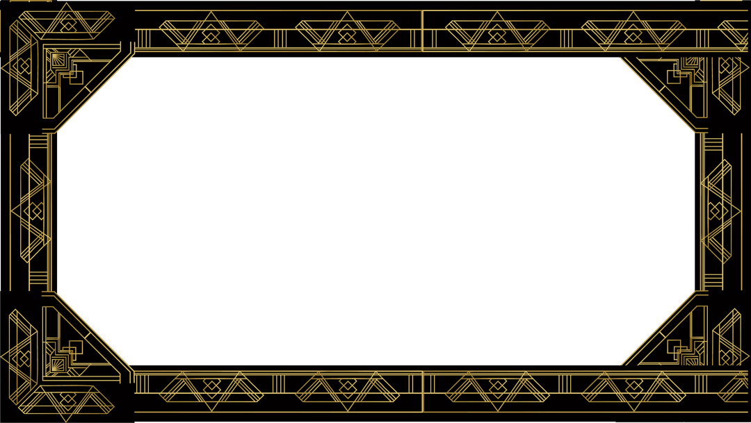 Elegant Art Deco Gold Frame on Transparent Background