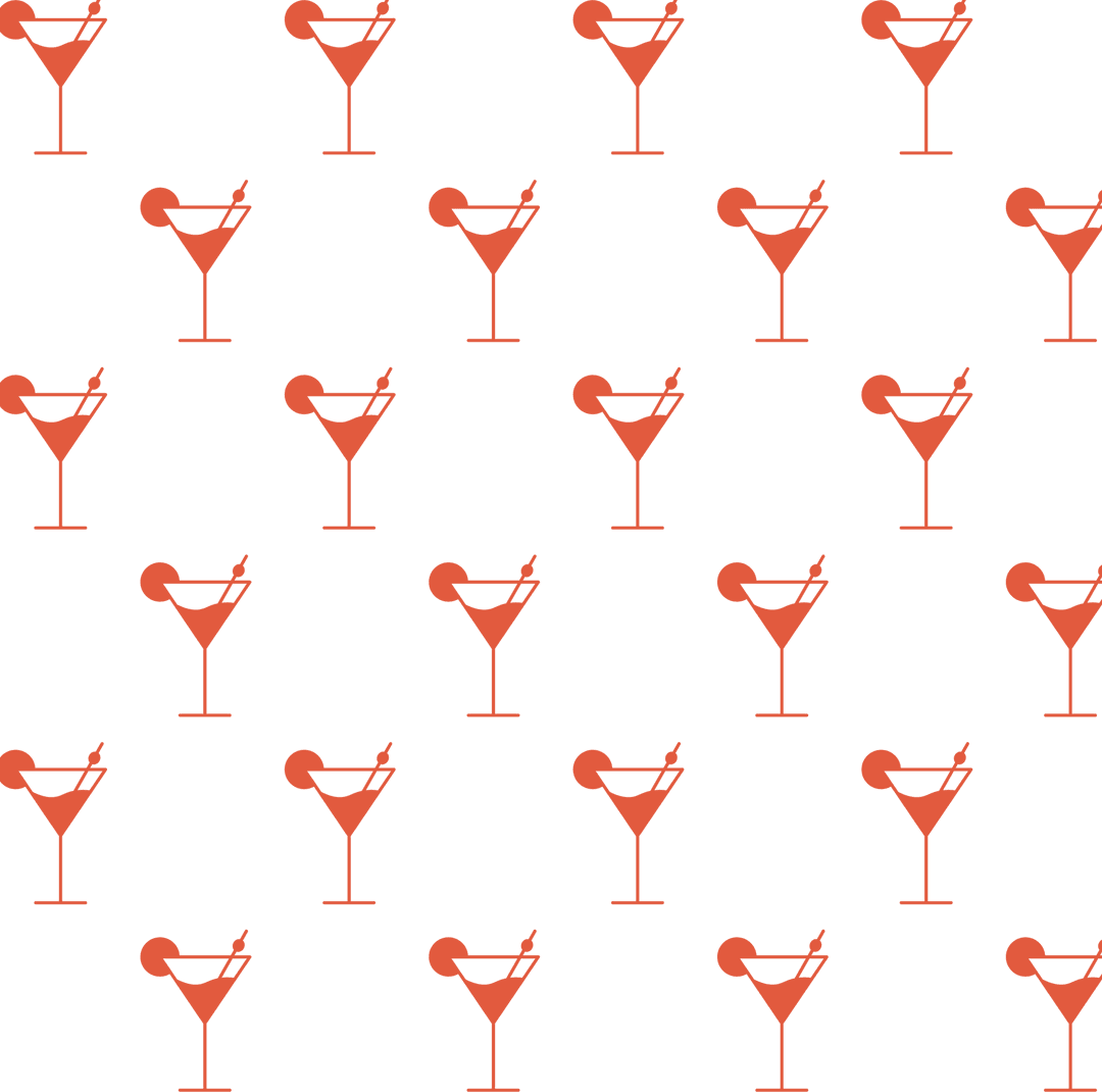 Red Martini Glass Seamless Pattern on Transparent Background