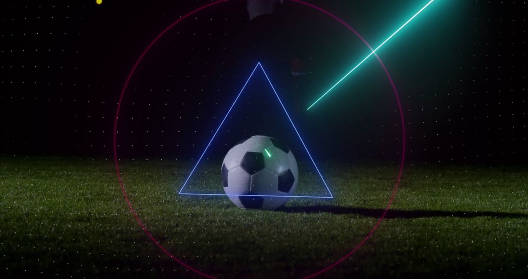 Futuristic Soccer Play with Geometric Neon Lighting and Dark Background - Free Images, Stock Photos and Pictures on Pikwizard.com