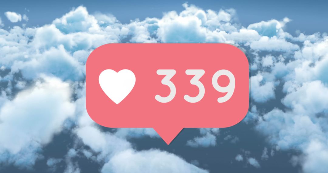 Social Media Like Icon Over Clouds with Counter