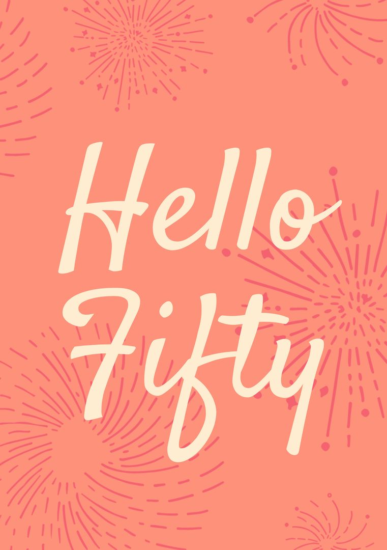Cheerful Fifty Birthday Celebration Design with Festive Fireworks