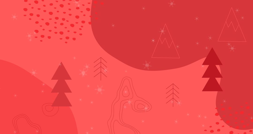 Festive Red Dreamscape with Abstract Christmas Trees