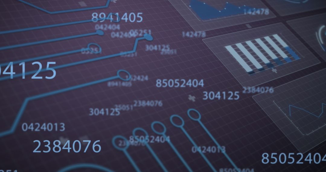 Futuristic Data Dashboard with Numbers and Graphs Overlay - Free Images, Stock Photos and Pictures on Pikwizard.com