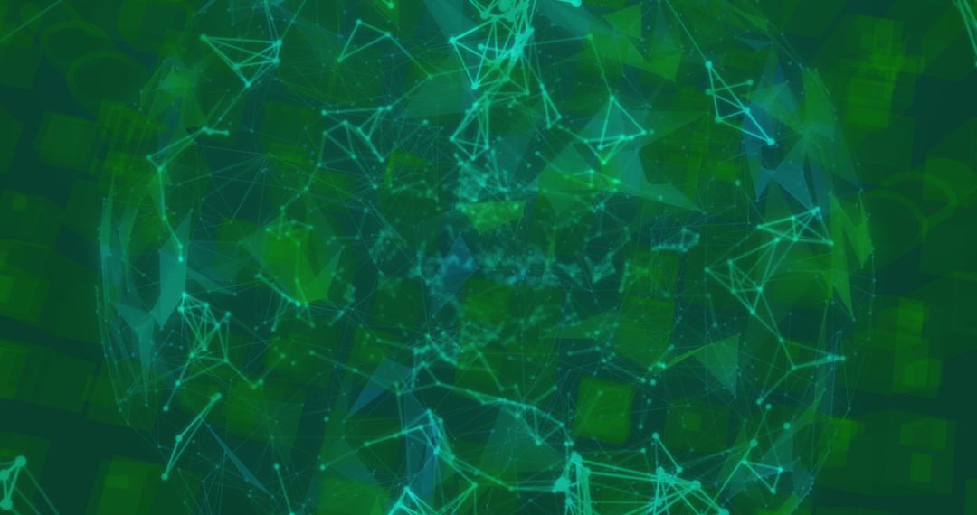 Digital Networks Overlaid on Glowing Globe with Green Background