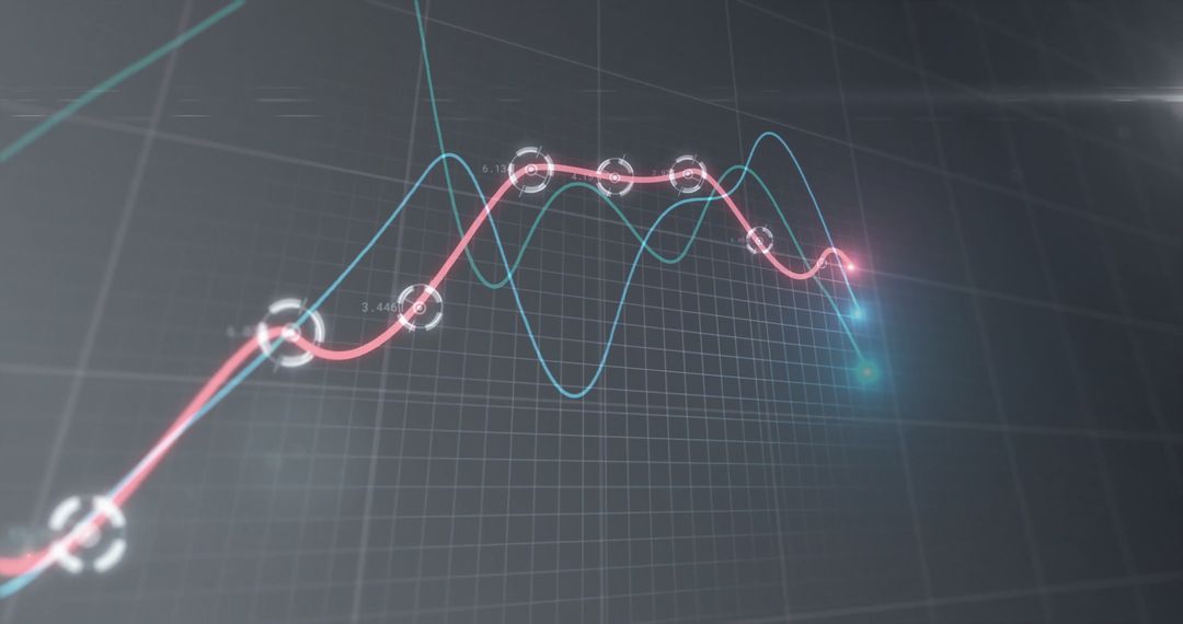 Futuristic Digital Data Visualization with Trend Lines and Grid