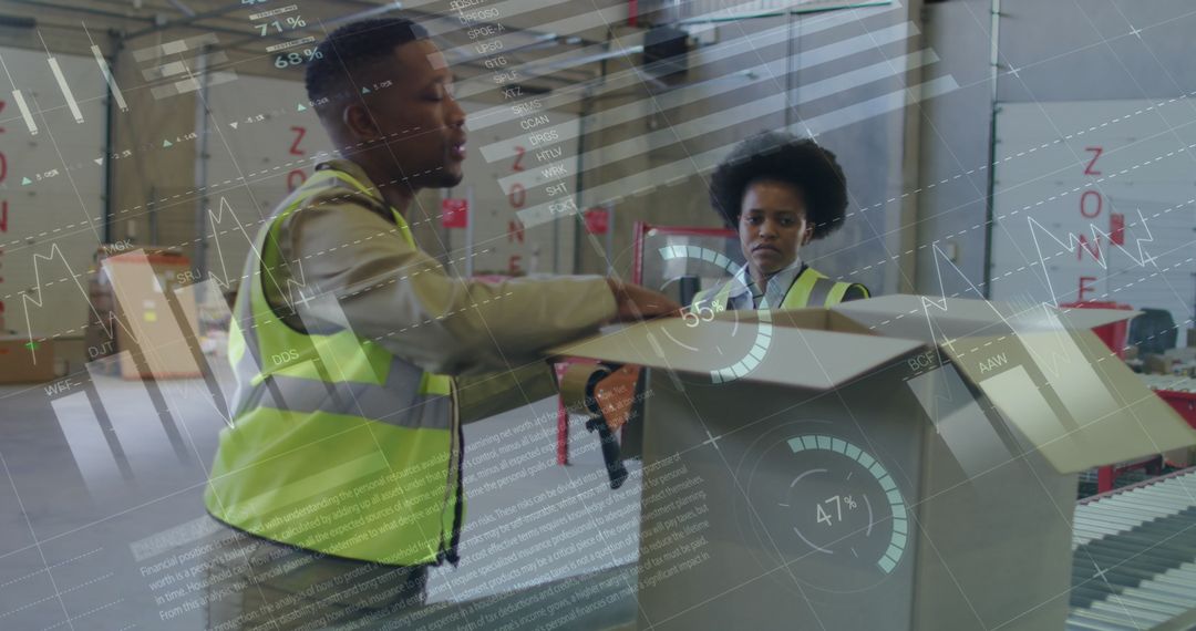 Financial Data Analysis Overlay in Busy Warehouse