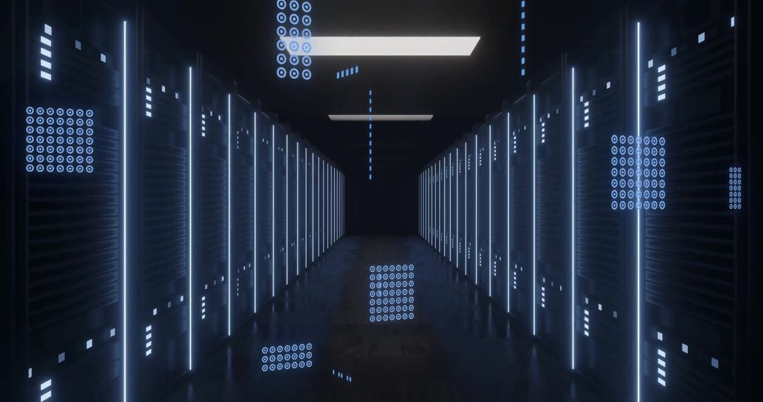 Futuristic Data Center With Digital Information Flow