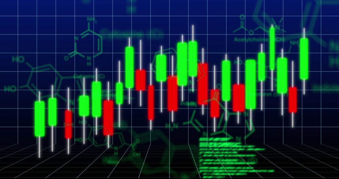 Digital Financial Chart and Chemical Structurals Illustration