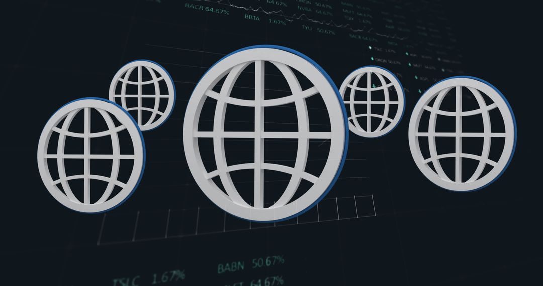Web Icons Overlaid on Stock Market Data for Business Technology