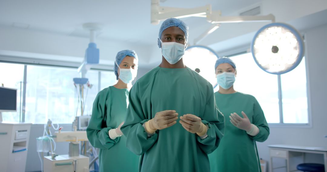 Expert Surgical Team Preparing for Operation in Hospital