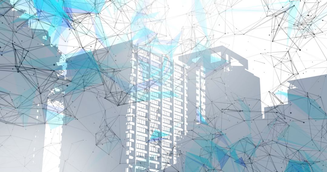 Futuristic Cityscape with Network Connections Overlay