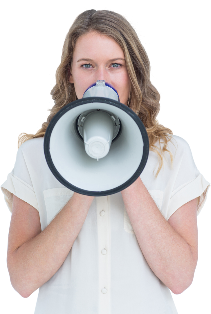 Woman Speaking Through Transparent Megaphone - Download Free Stock Images Pikwizard.com