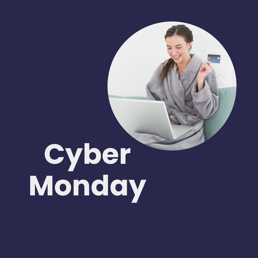 Woman Shopping Online on Cyber Monday with Laptop and Credit Card