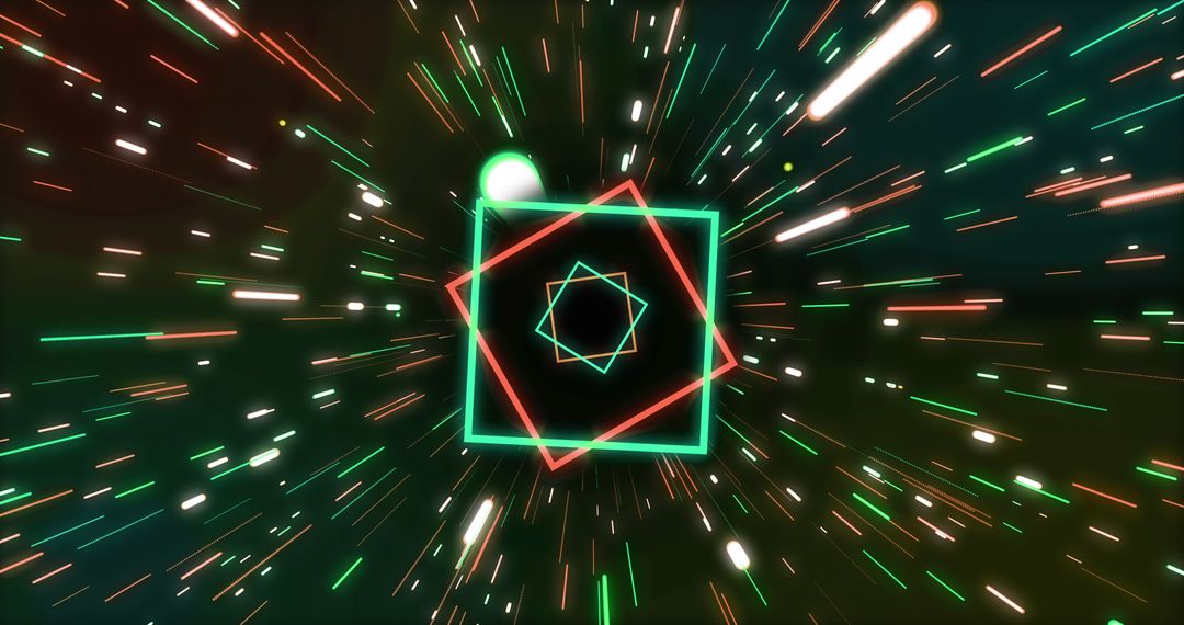 Dynamic Neon Squares with Vivid Light Trails Animation