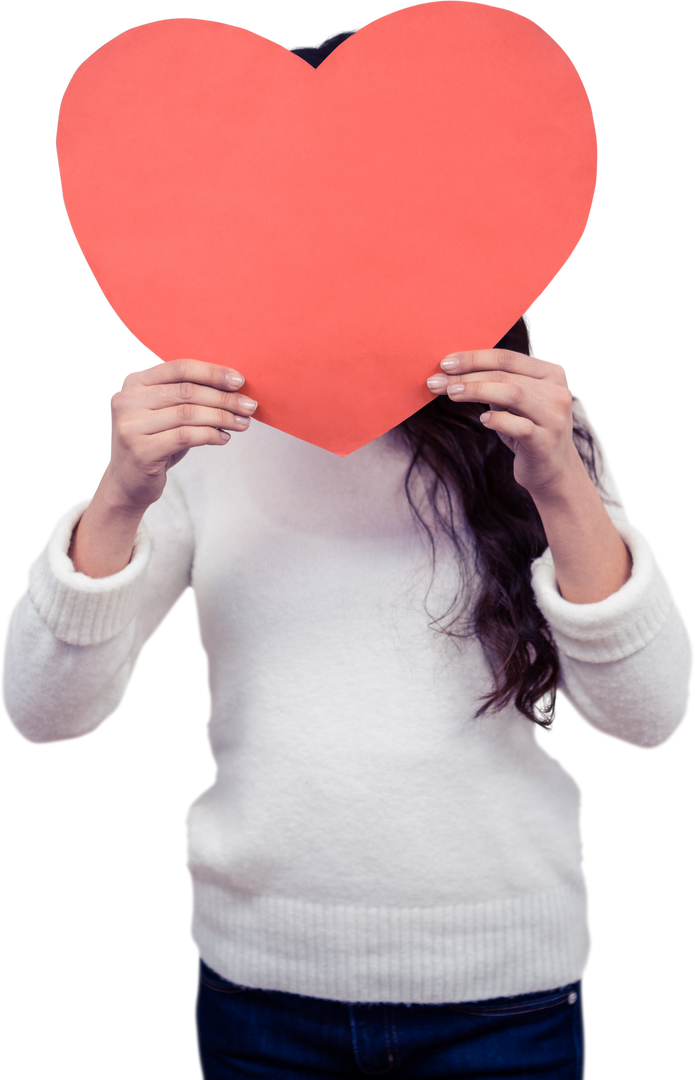 Woman Holding Heart Shaped Paper Providing Transparent Love Message on White Background - Download Free Stock Images Pikwizard.com