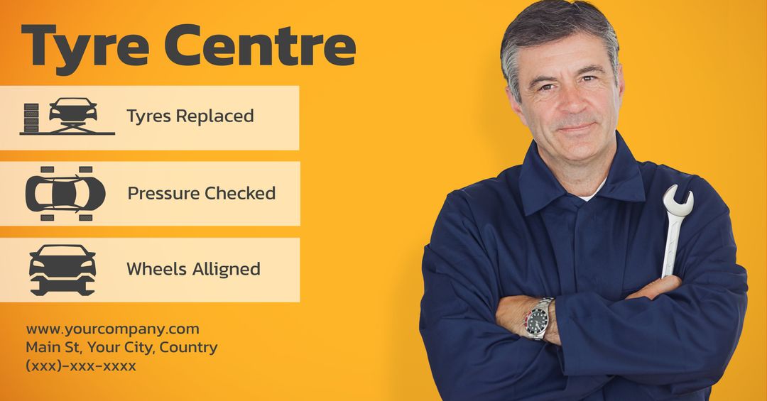 Mechanic with Tools Promoting Automotive Services