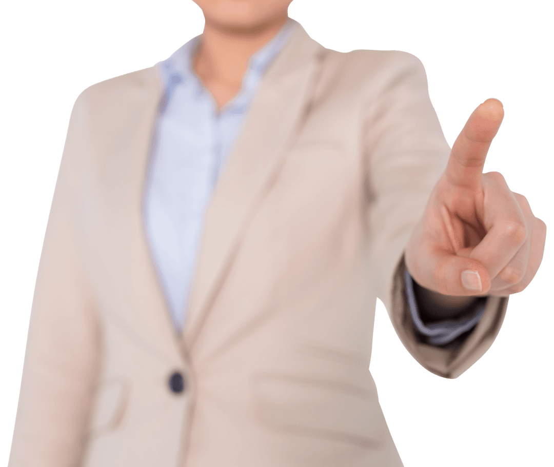 Midsection Businesswoman Pointing on Transparent Background