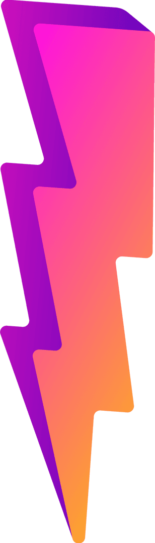 Stylized Lightning Bolt Gradient Graphic on Transparent Background