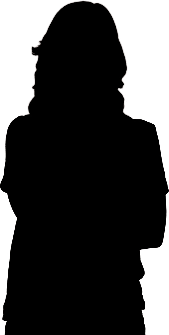 Silhouette of Woman Standing with Folded Hands on Transparent Background