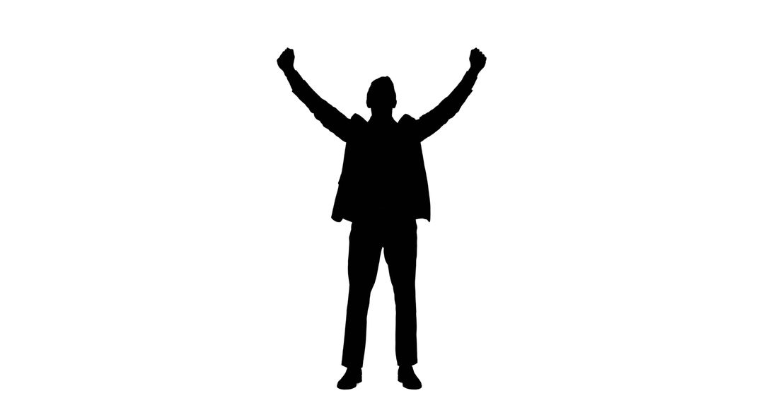 Silhouette of Person Celebrating with Raised Arms - Free Images, Stock Photos and Pictures on Pikwizard.com