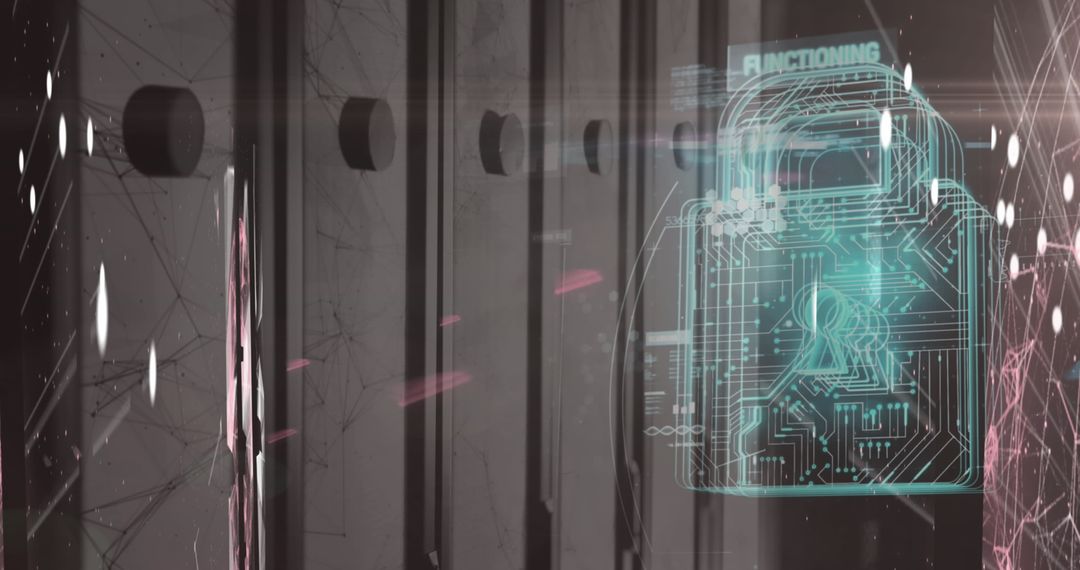 Futuristic Digital Security Interface with Padlock Graphic