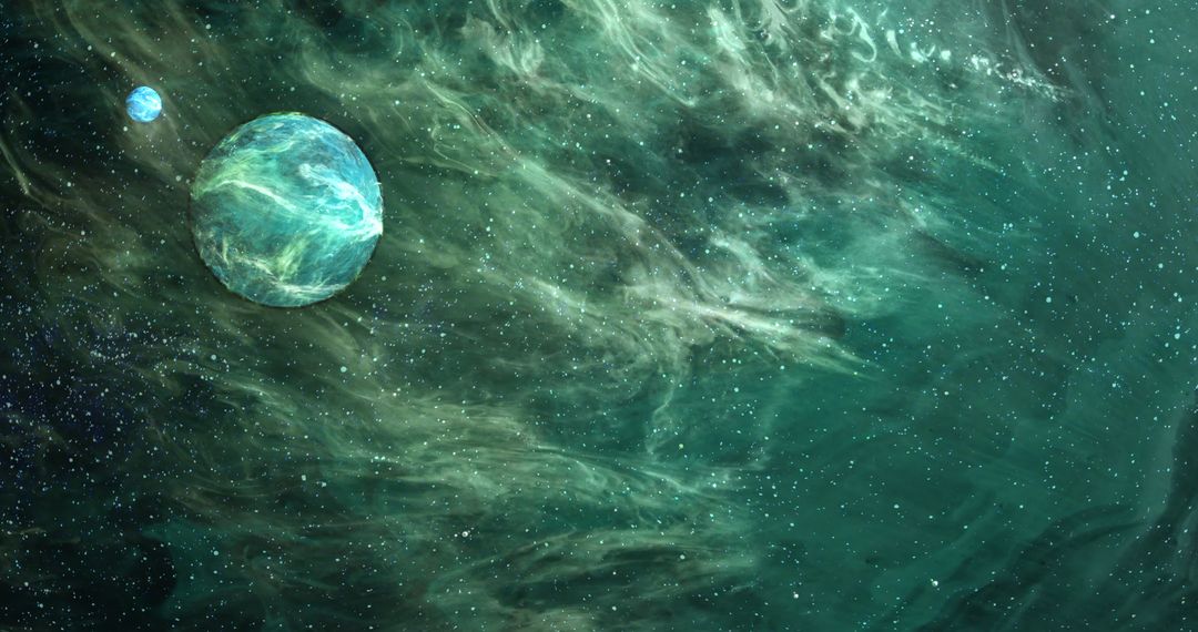 Mysterious Green Planet in Luminous Galaxy - Free Images, Stock Photos and Pictures on Pikwizard.com