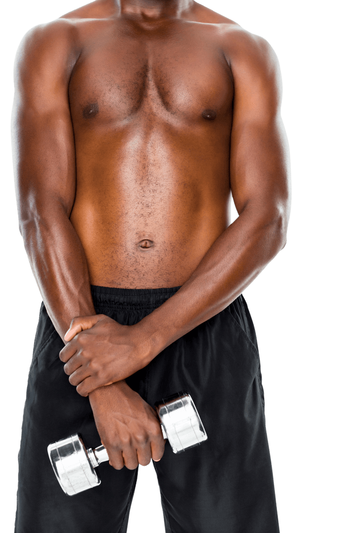 Transparent Fitness Enthusiast Holding Dumbbell for Strength Training