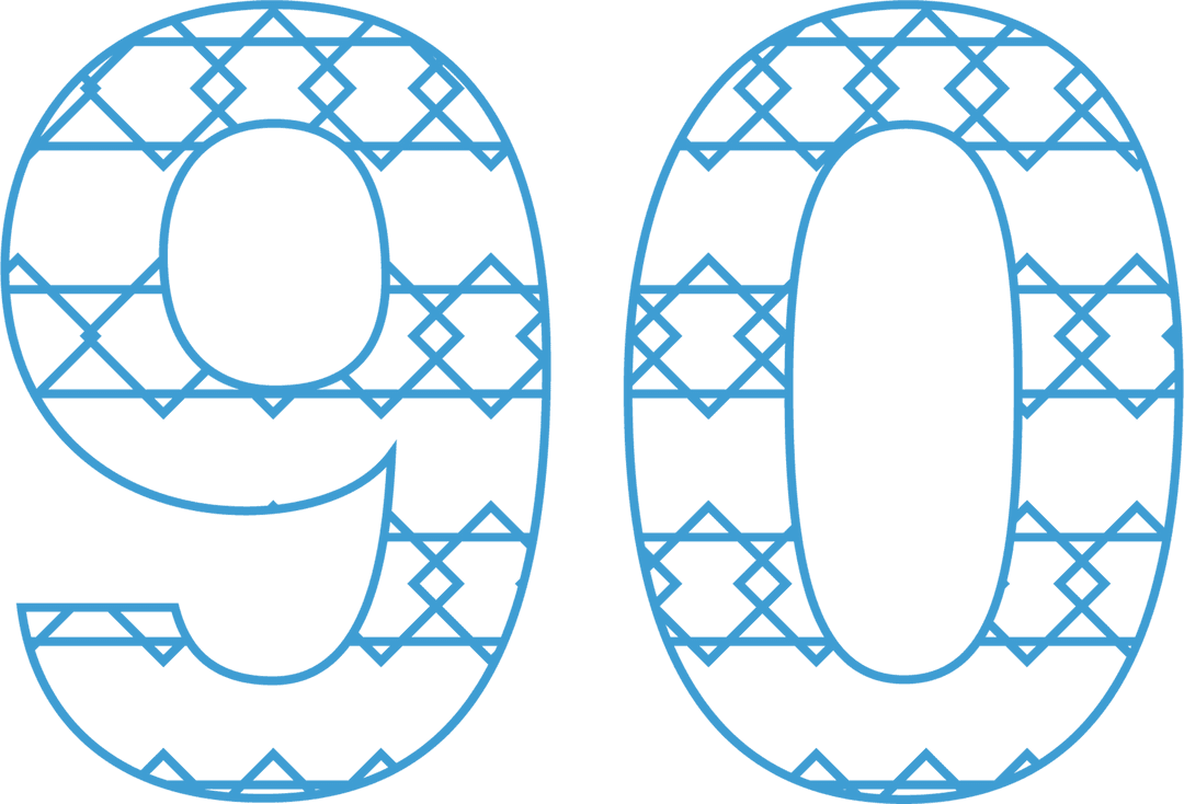 Decorative Blue 90 Number with Pattern on Transparent