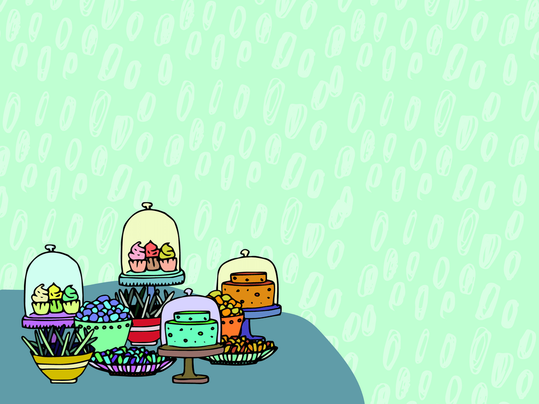 Sweet Dessert Platter on Patterned Green Transparent Background