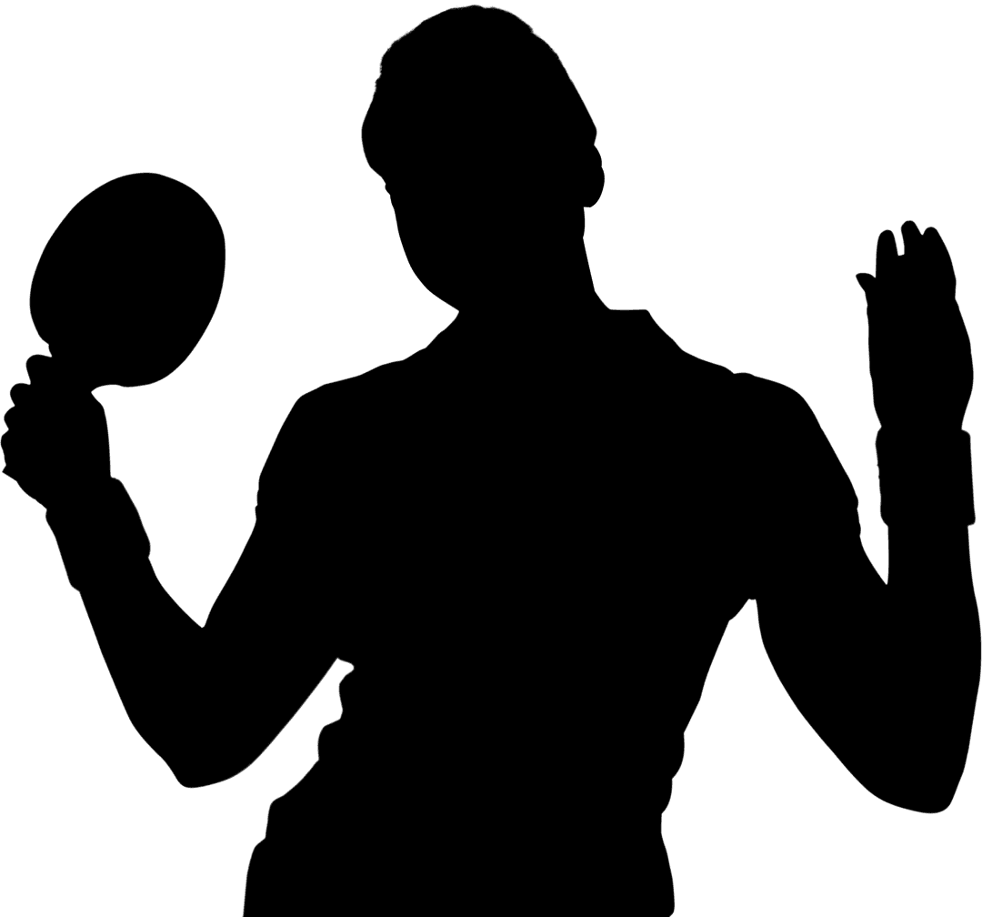 Transparent Silhouette Woman Playing Table Tennis