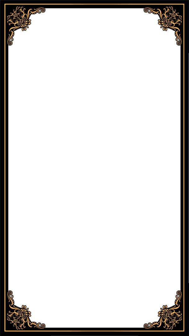 Ornate Gold Frame with Filigree on Transparent Background