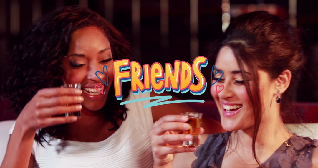 Smiling Diverse Friends Toasting with Drinks