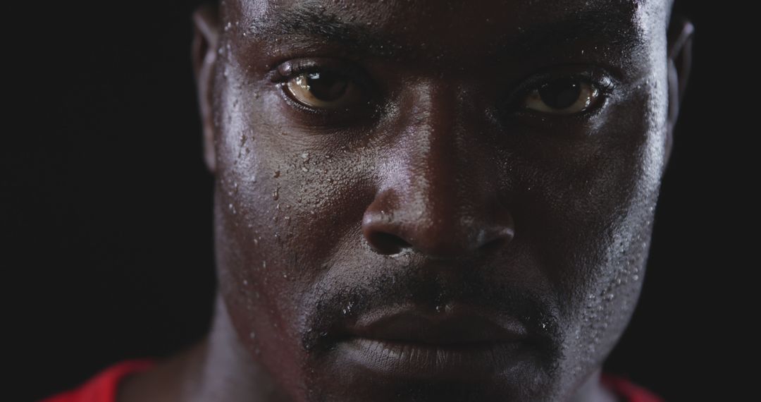 Determined African American Athlete Sweating in Focus - Free Images, Stock Photos and Pictures on Pikwizard.com