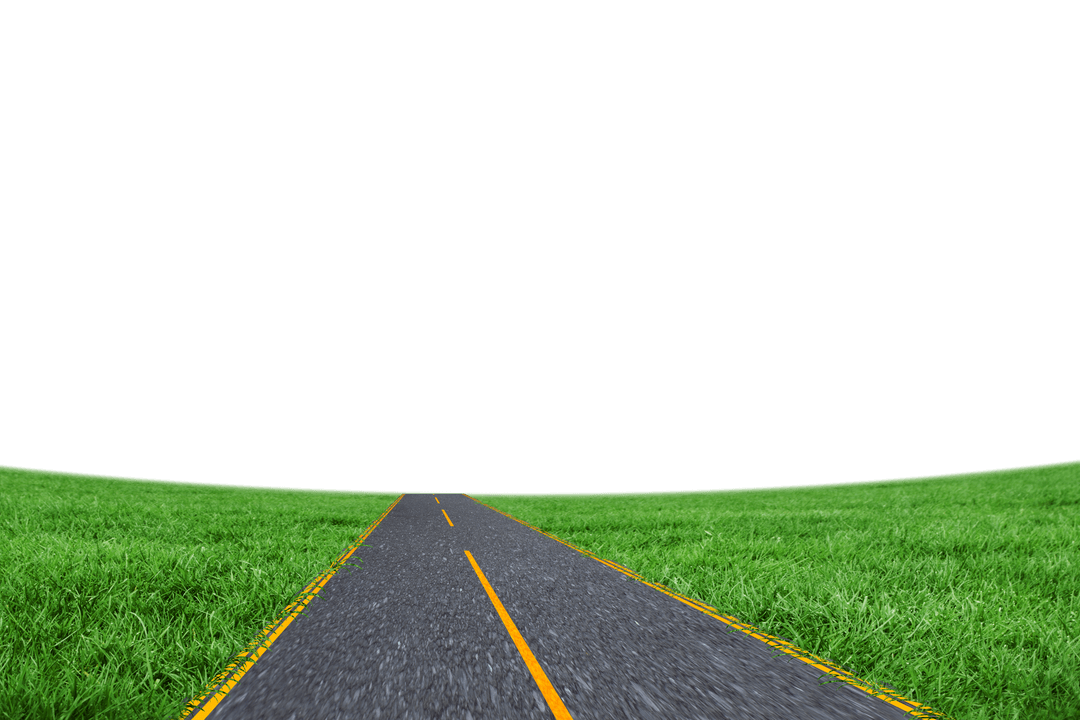 Isolated Transparent Road Stretch on Green Grass