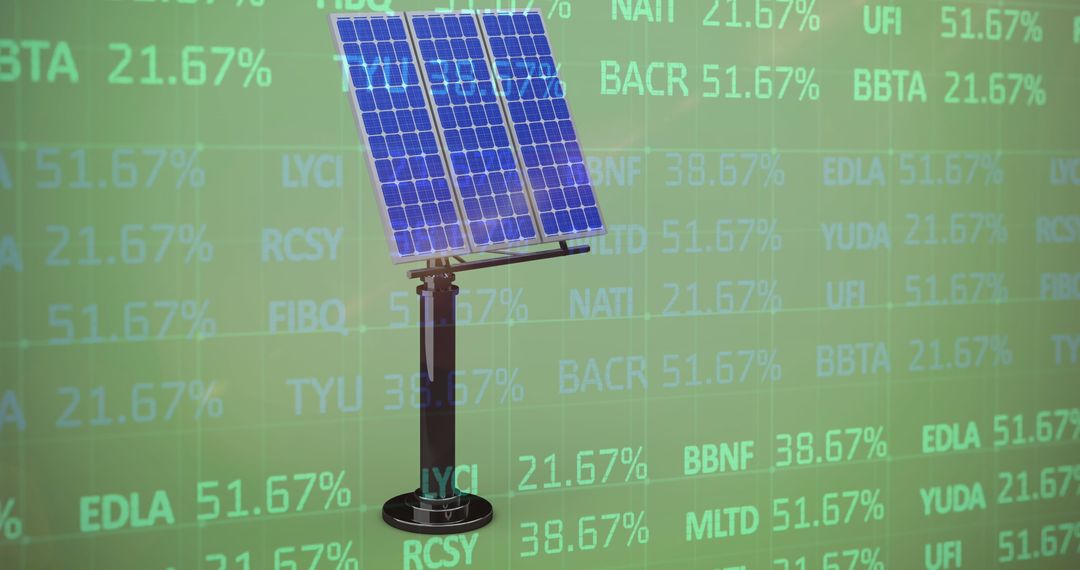 Renewable Energy Investment Concept with Solar Panel and Stock Data